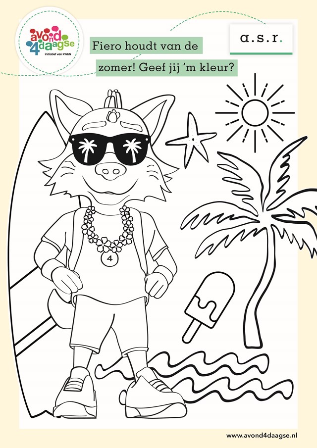 89677 Asr Avondvierdaagse Kleurplaat Zomer Editie A4